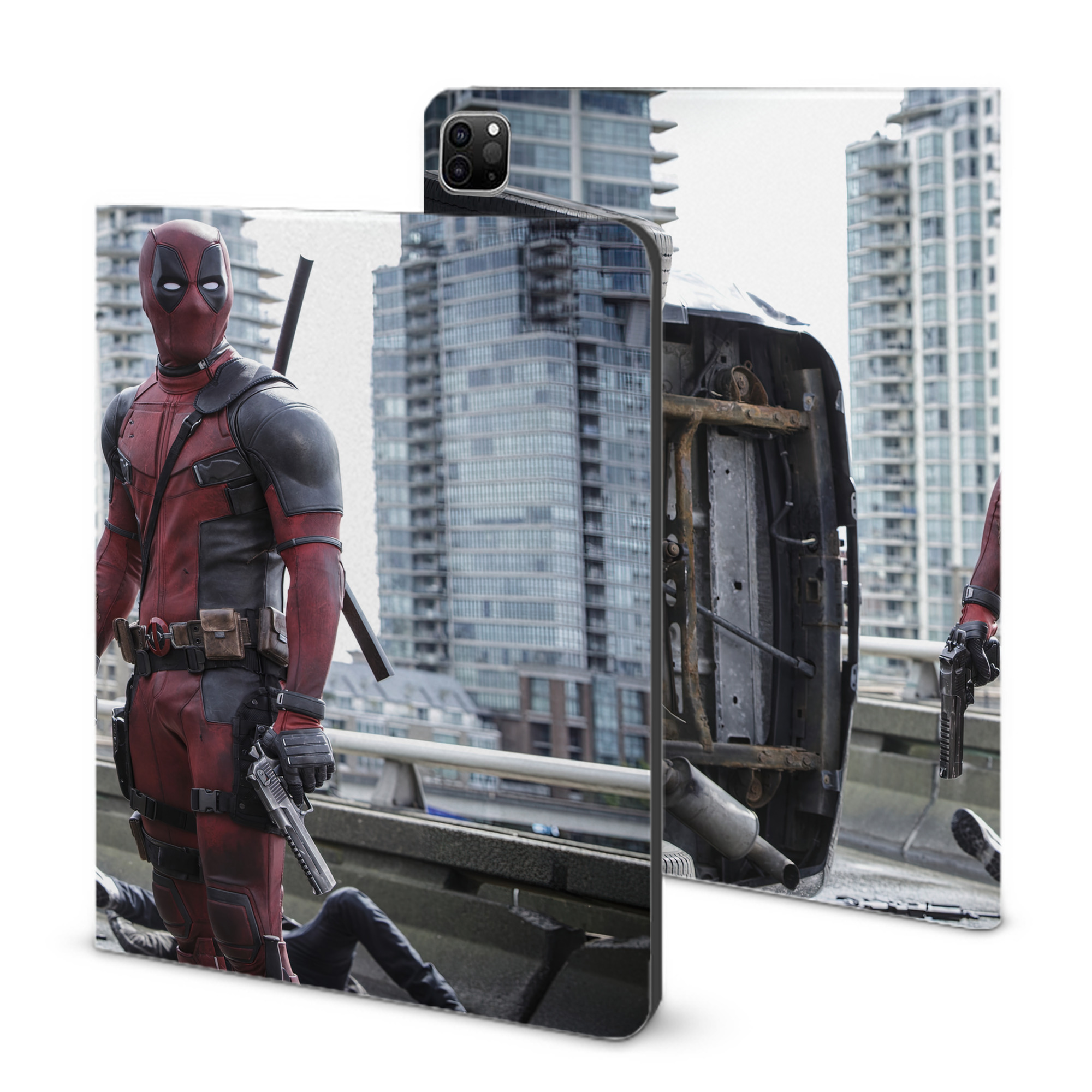 （画像用） Deadpool デッドプール IPad ケース ブック型 PUレザー TPU 耐衝撃 軽量 薄型 ペン収納なし 全面保護 IPad 各モデル対応